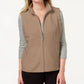 Karen Scott Women's Fleece Zip Front Vest Brown Size Petite Medium