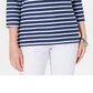 Karen Scott Women's Three Quarter Sleeve Printed Top Blue Size X-Large