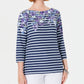 Karen Scott Women's Three-Quarter-Sleeve Printed Top Blue Size X-Small