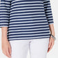 Karen Scott Women's Three-Quarter-Sleeve Printed Top Blue Size X-Small