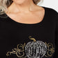 Karen Scott Women's 3/4 Sleeve Embellished Cotton Top Black Size Large