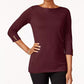 Karen Scott Women's Cotton Boat Neck Top Medium Red Size Large