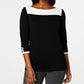 Karen Scott Women's Cotton Button Trim Sweater Black Size Petite Small