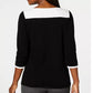 Karen Scott Women's Cotton Button Trim Sweater Black Size Petite Small