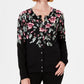 Karen Scott Women's Floral Print Cardigan Black Size Small