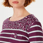 Karen Scott Women's Petite Ditsy Floral & Striped Pocket Top Red Size Medium