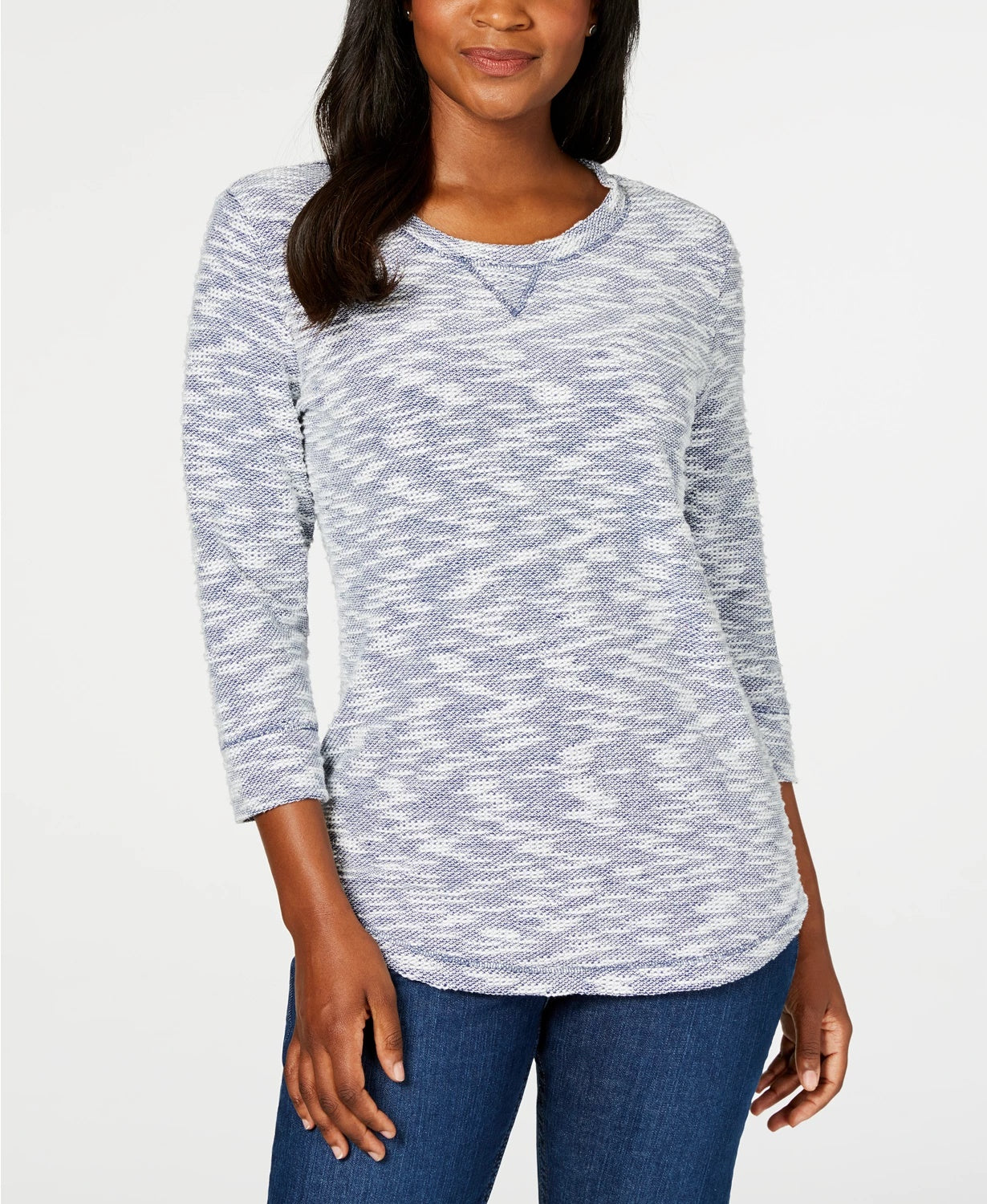 Karen Scott Women's Marled Sweatshirt Blue Size Small