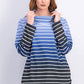 Karen Scott Women's Sport Ombre Striped Cowlneck Top Navy Size Medium