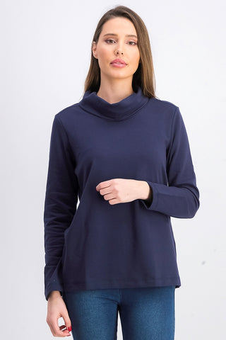 Karen Scott Women's Sport Cowl-Neck Top Navy Size Large