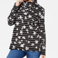 Karen Scott Women's Sport Printed Funnel Neck Top Black Size Medium
