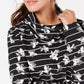 Karen Scott Women's Sport Printed Funnel Neck Top Black Size Medium