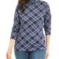 Karen Scott Women's Plaid Turtleneck Navy Size XX-Large