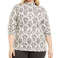 Karen Scott Women's Printed Mock Neck Top Medium Gray Size 3X