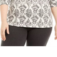 Karen Scott Women's Printed Mock Neck Top Medium Gray Size 3X
