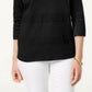 Karen Scott Women's Square-Neck Lace-Stripe Top Black Size Small