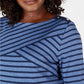 Karen Scott Women's Striped Crossover Top Blue Size Medium