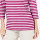 Karen Scott Women's Striped Crossover Top Pink Size Small