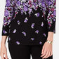 Karen Scott Women's Floral Print Sweater Black Size Medium