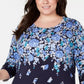 Karen Scott Women's Plus Size Floral-Print Sweater Navy Size 1X