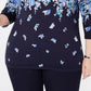 Karen Scott Women's Plus Size Floral-Print Sweater Navy Size 1X