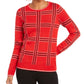 Charter Club Women's Printed Crewneck Sweater Medium Red Size X-Large