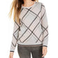 Charter Club Women's Plaid Crewneck Sweater Gray Size Small