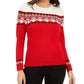 Charter Club Women's Colorblocked Fair Isle Sweater Medium Red Size Extra Large