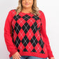 Charter Club Women's Argyle Crewneck Sweater Medium Red Size Large