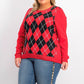Charter Club Women's Argyle Crewneck Sweater Medium Red Size Large
