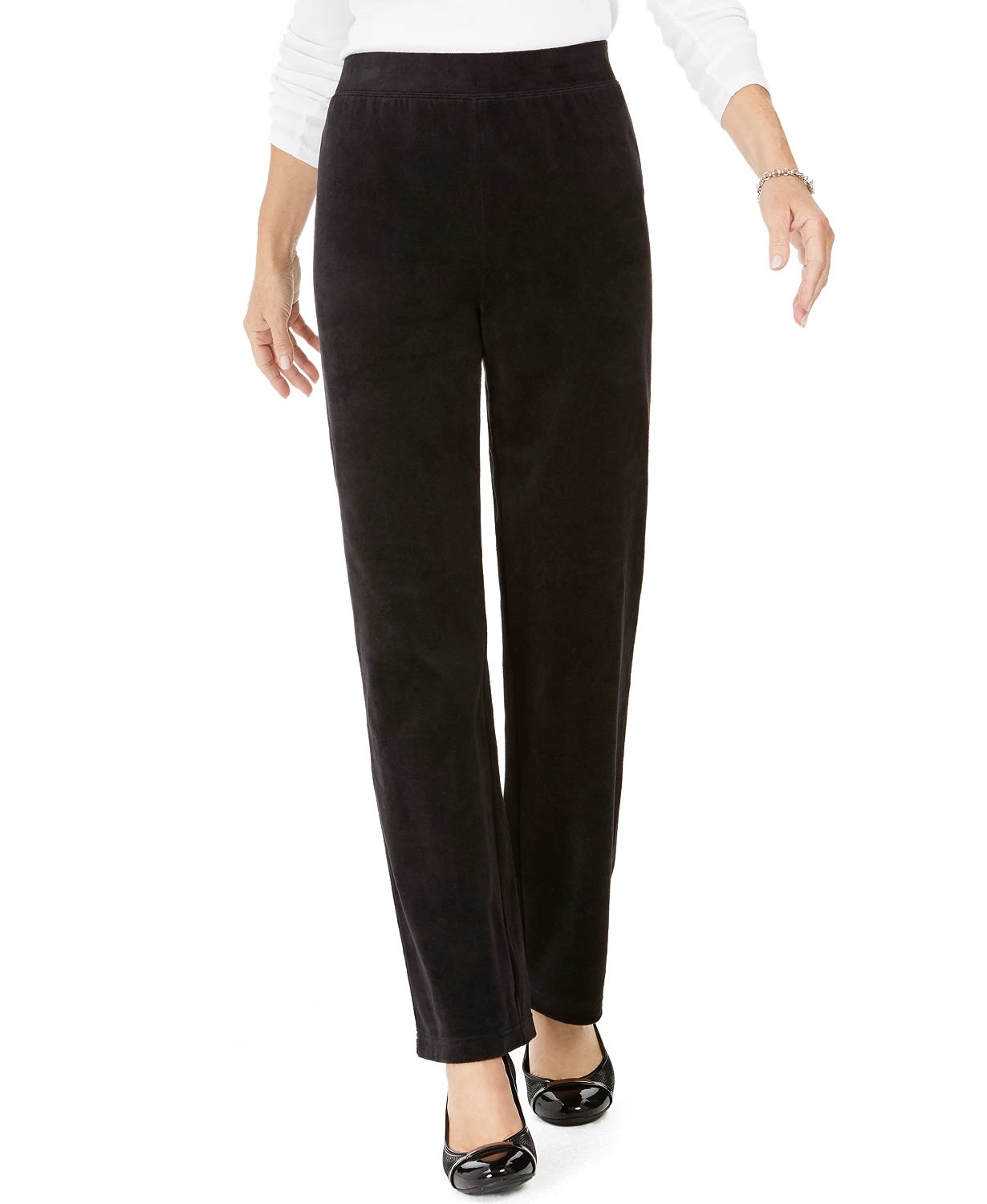 Karen Scott Women's Sport Velour Pants Black Size Large