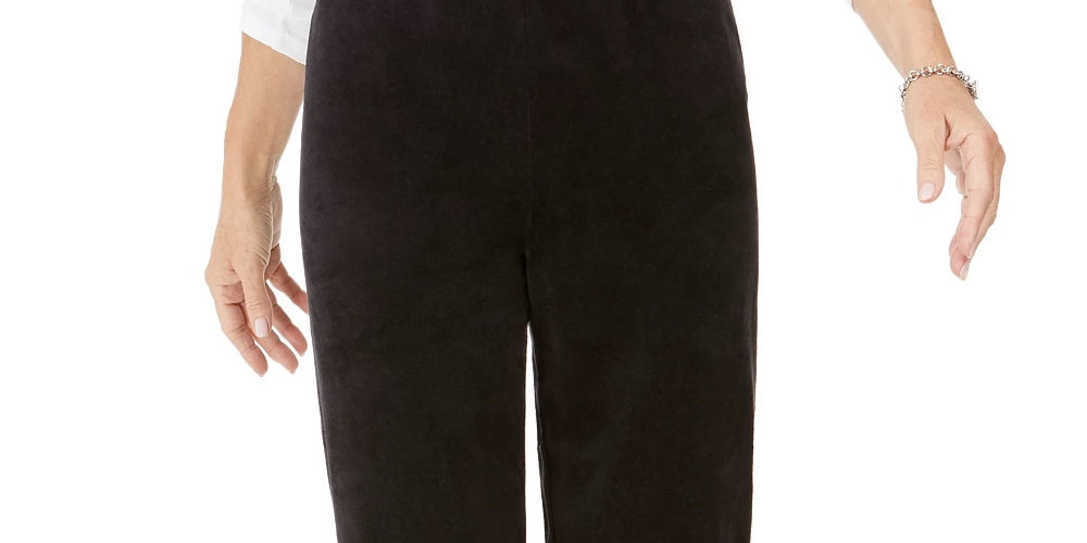 Karen Scott Women's Sport Velour Pants Black Size Large