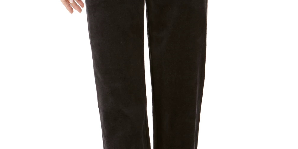 Karen Scott Women's Sport Velour Pants Black Size Large