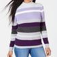 Karen Scott Women's Petite Cotton Striped Ribbed Sweater Medium Purple Size Petite Small