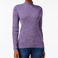 Karen Scott Women's Petite Ribbed-Knit Cotton Turtleneck Purple Size 44