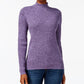 Karen Scott Women's Petite Ribbed-Knit Cotton Turtleneck Purple Size Petite Small