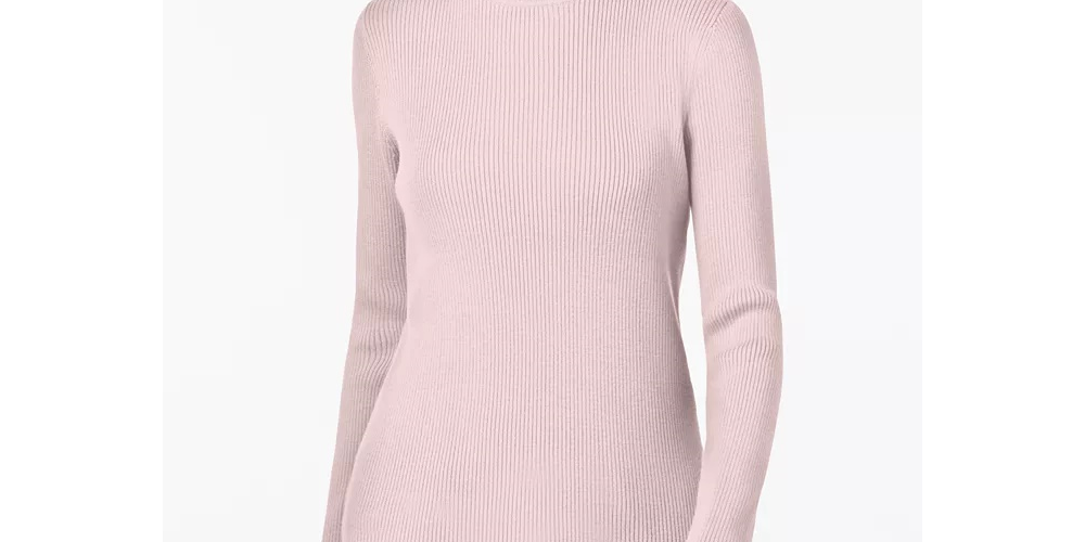 Karen Scott Women's Cotton Ribbed Turtleneck Top Pink Size Large