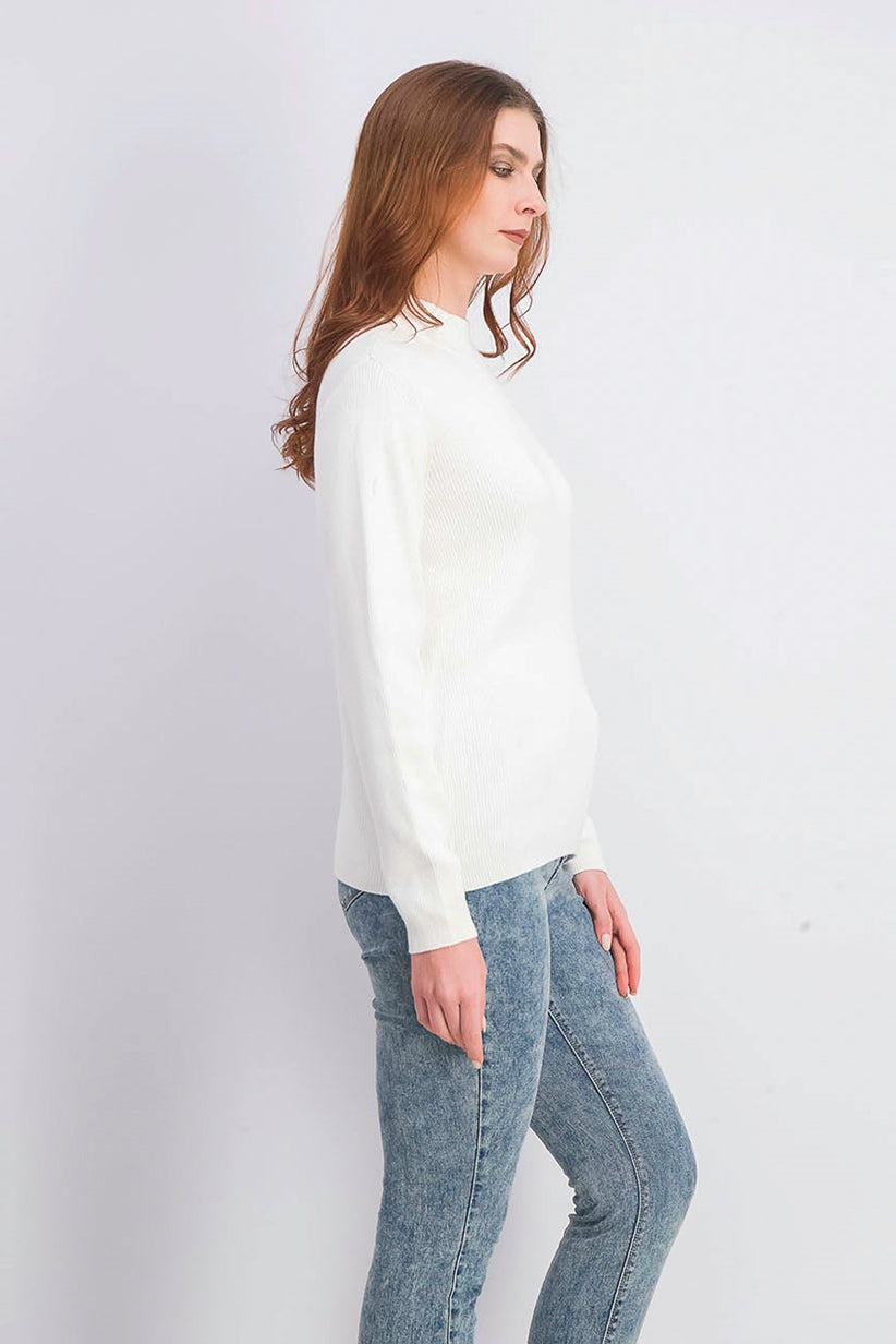 Karen Scott Women's Cotton Ribbed Turtleneck Top White Size XX Large