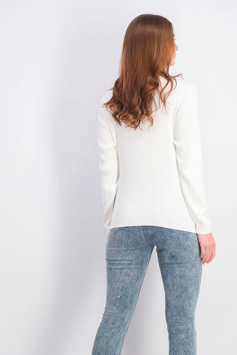 Karen Scott Women's Cotton Ribbed Turtleneck Top White Size XX Large