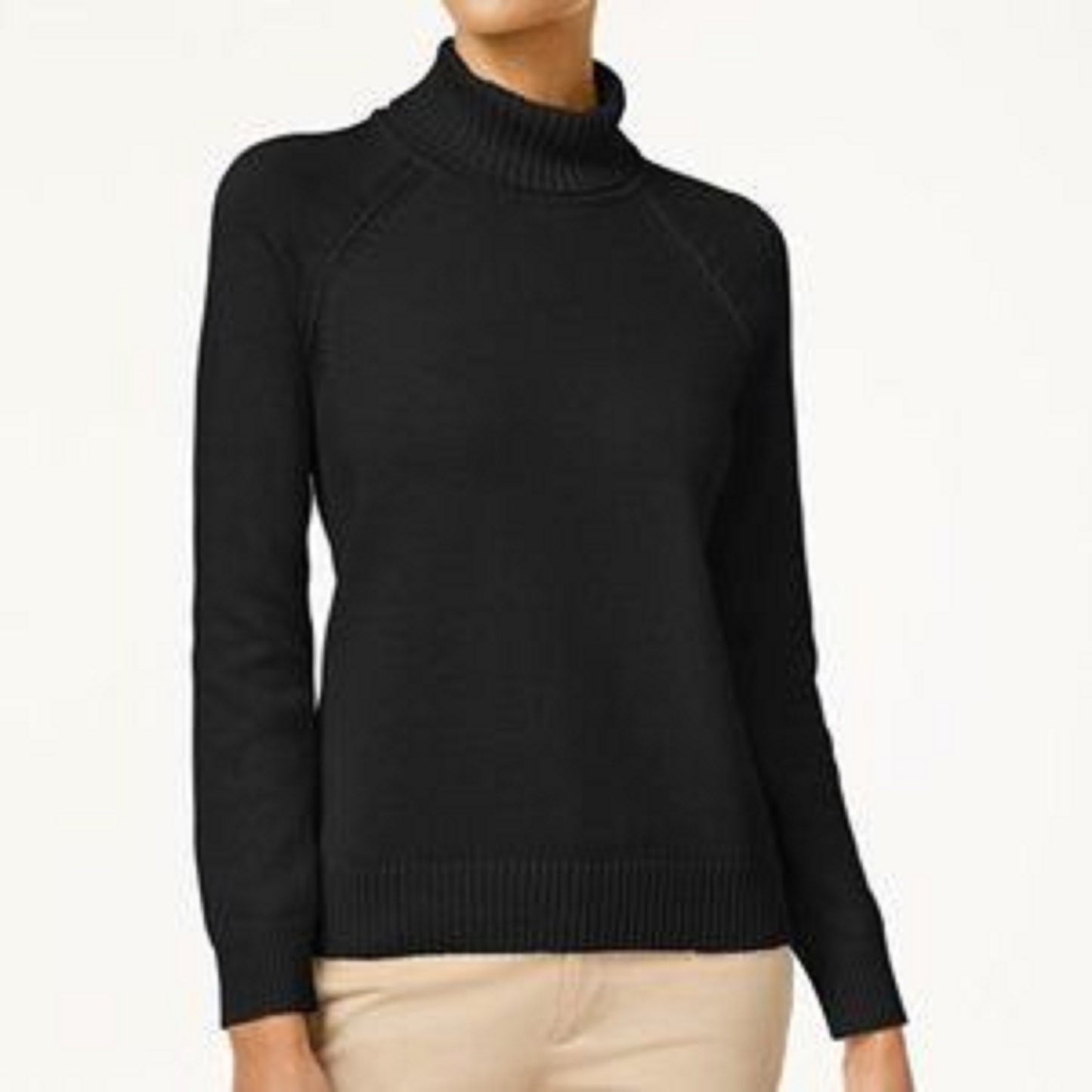Karen Scott Women's Cotton Turtleneck Sweater Black Size Extra Small