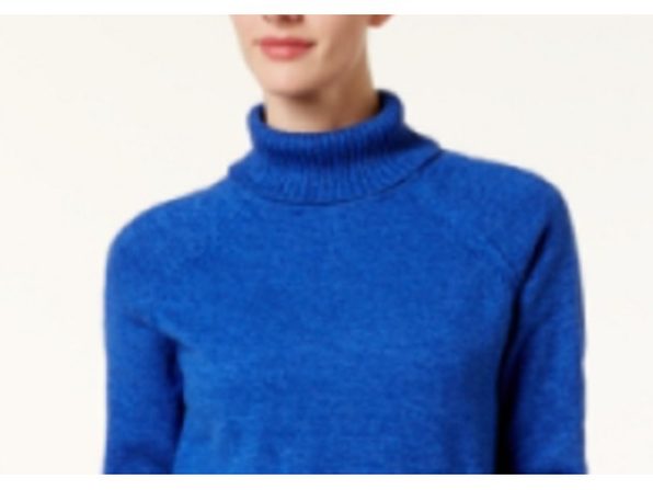 Karen Scott Women's Marled Cotton Turtleneck Sweater Blue Size X-Large