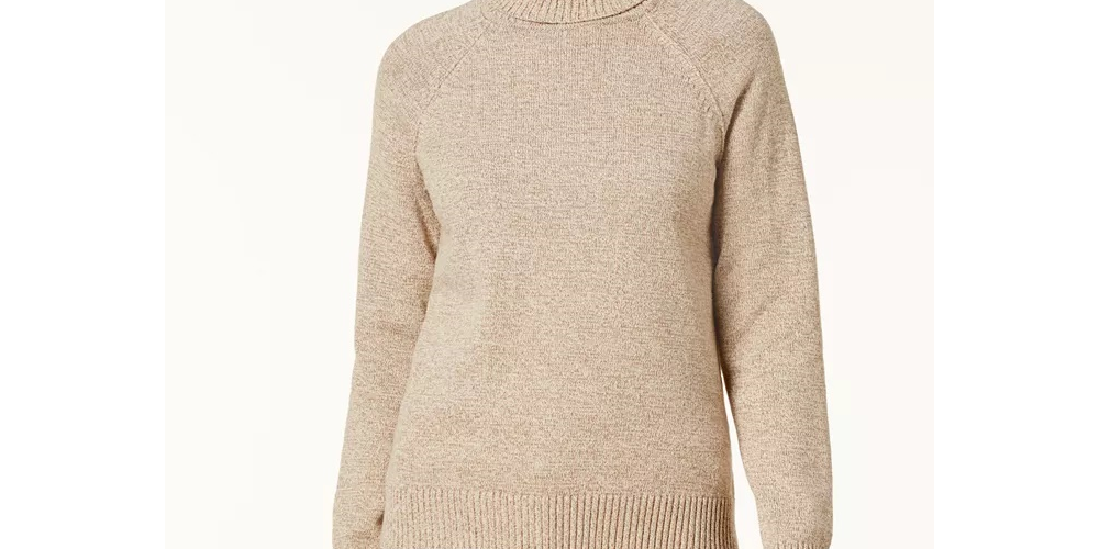 Karen Scott Women's Marled Cotton Turtleneck Sweater Brown Size Large
