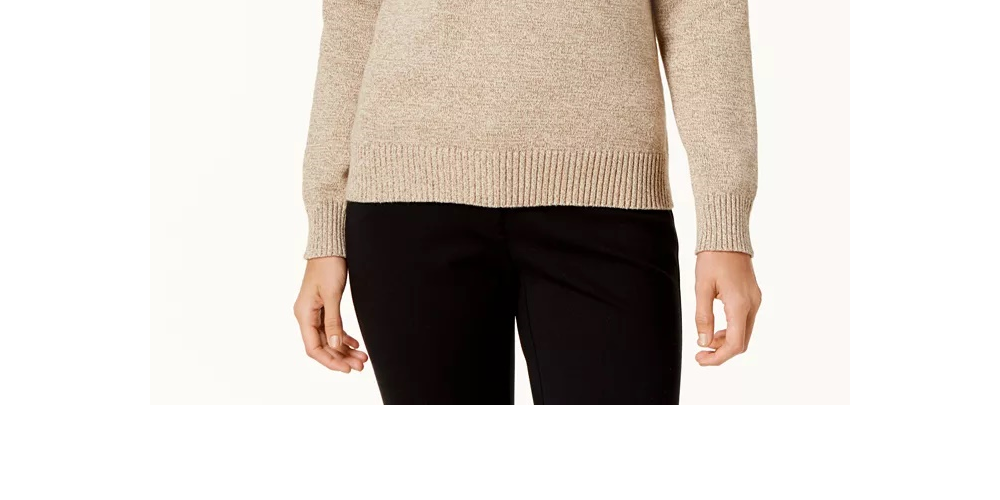Karen Scott Women's Marled Cotton Turtleneck Sweater Brown Size Large