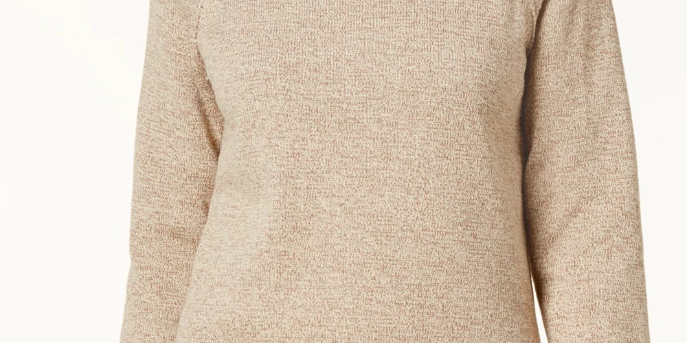 Karen Scott Women's Marled Cotton Turtleneck Sweater Brown Size Medium