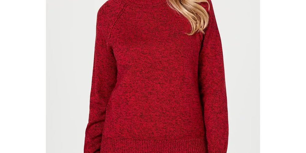 Karen Scott Women's Cotton Turtleneck Sweater Brown Size Petite Medium