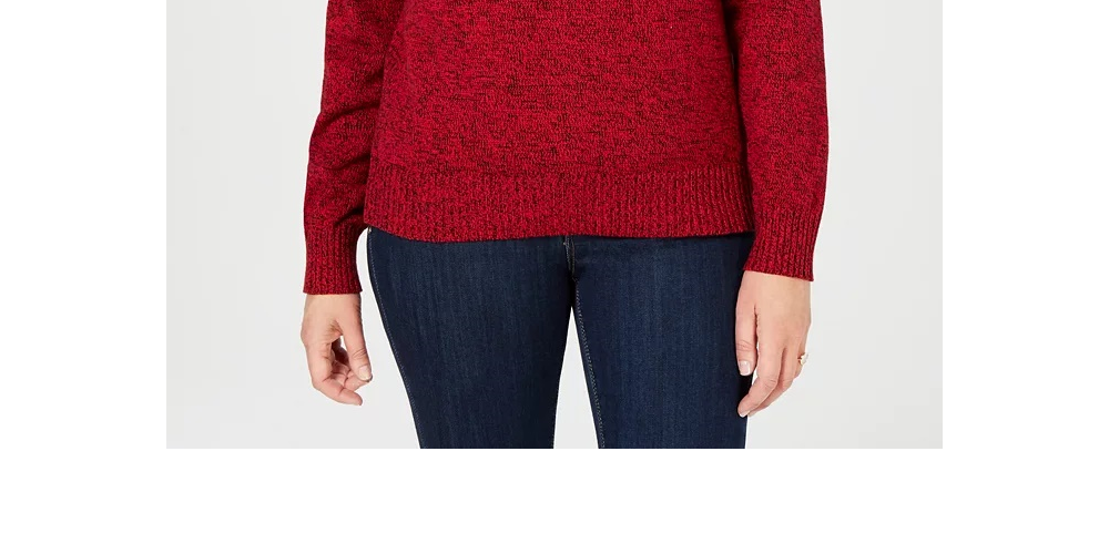 Karen Scott Women's Cotton Turtleneck Sweater Brown Size Petite Medium