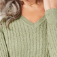 Karen Scott Women's Cotton V-Neck Sweater Green Size Small