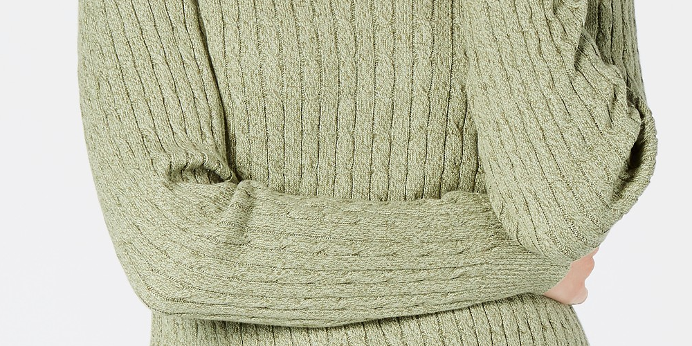 Karen Scott Women's Cotton V-Neck Sweater Green Size Small