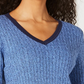 Karen Scott Women's Teresa Cotton Colorblocked Sweater Bright Blue Size Small