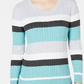 Karen Scott Women's Veronica Striped Cotton Cable Sweater Turq/Aqua Size Large