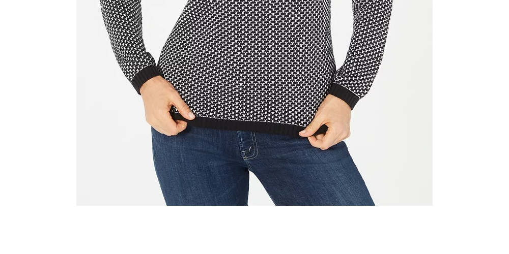 Karen Scott Women's Cotton Turtleneck Sweater Black Size Medium